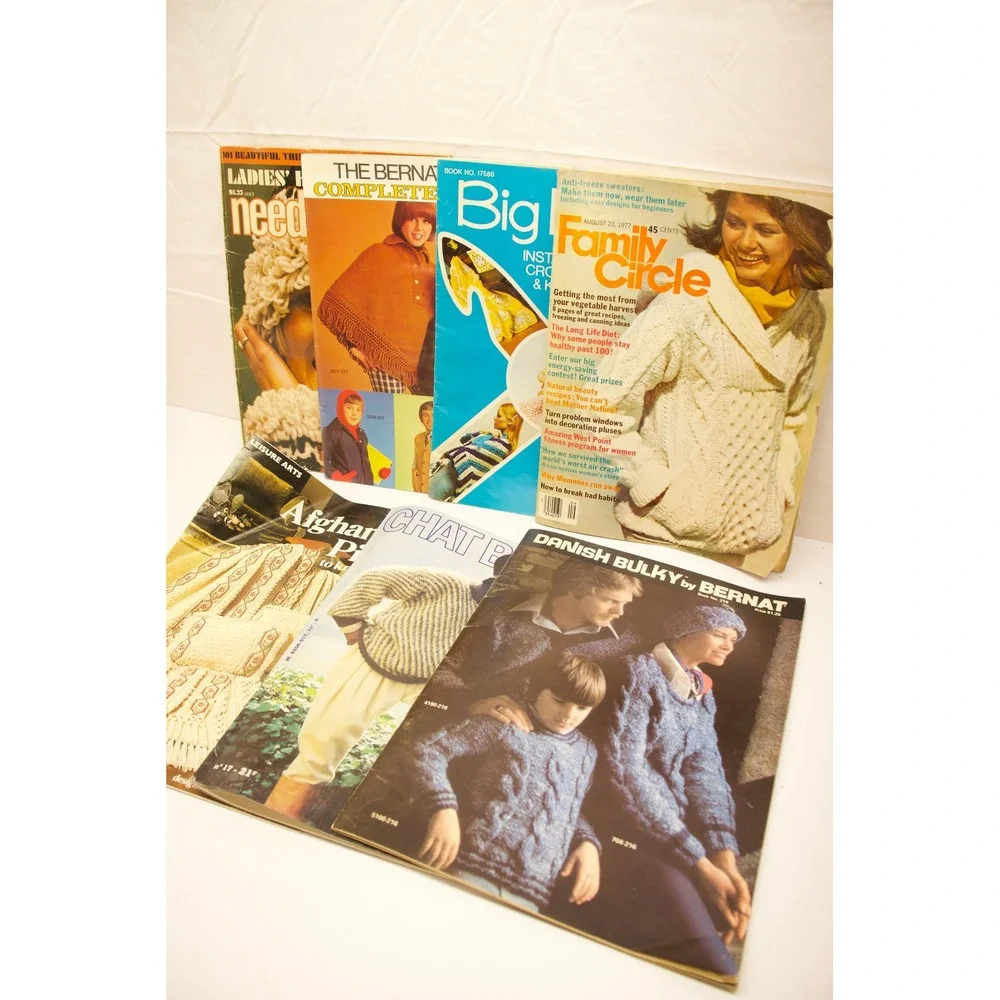 Vintage 1970s Knitting Crochet Pattern Books Bernat Family‎ Circle Lot of 5+